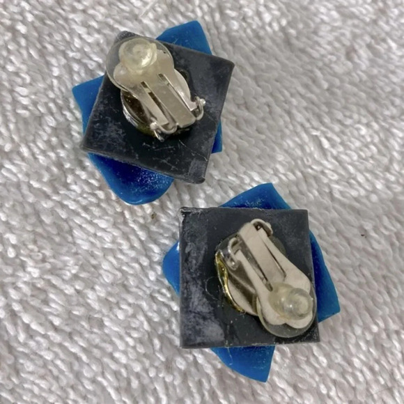 Vintage Handmade Textured Multicolour Metallic Clip On Earrings - Picture 2 of 7